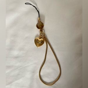 Juicy Couture Phone Lanyard Charm Accessory Crystal Gold Authentic Vintage Y2K